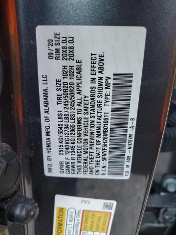 Photo 14 from auction – 2021 HONDA PILOT SE with VIN 5FNYF5H26MB010611