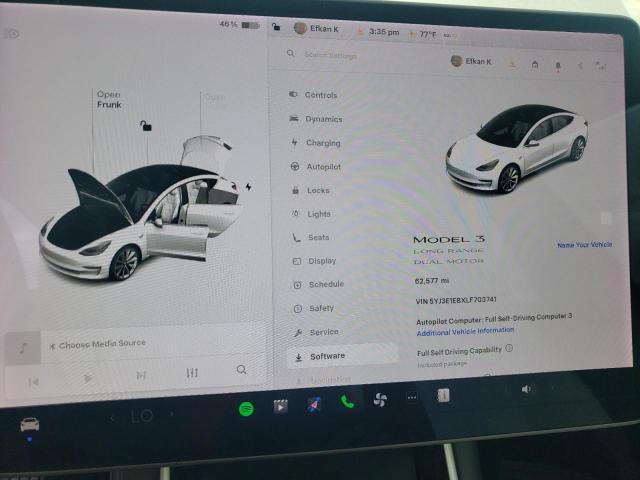 Photo 9 from auction – 2020 TESLA MODEL 3 with VIN 5YJ3E1EBXLF703741