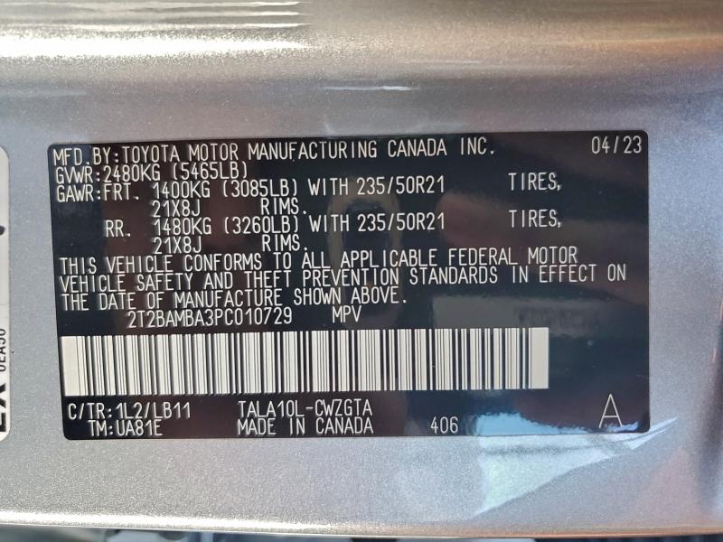 Photo 14 from auction – 2023 LEXUS RX 350 BAS with VIN 2T2BAMBA3PC010729
