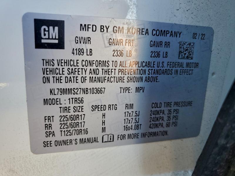 Photo 14 from auction – 2022 CHEVROLET TRAILBLAZE with VIN KL79MMS27NB103667