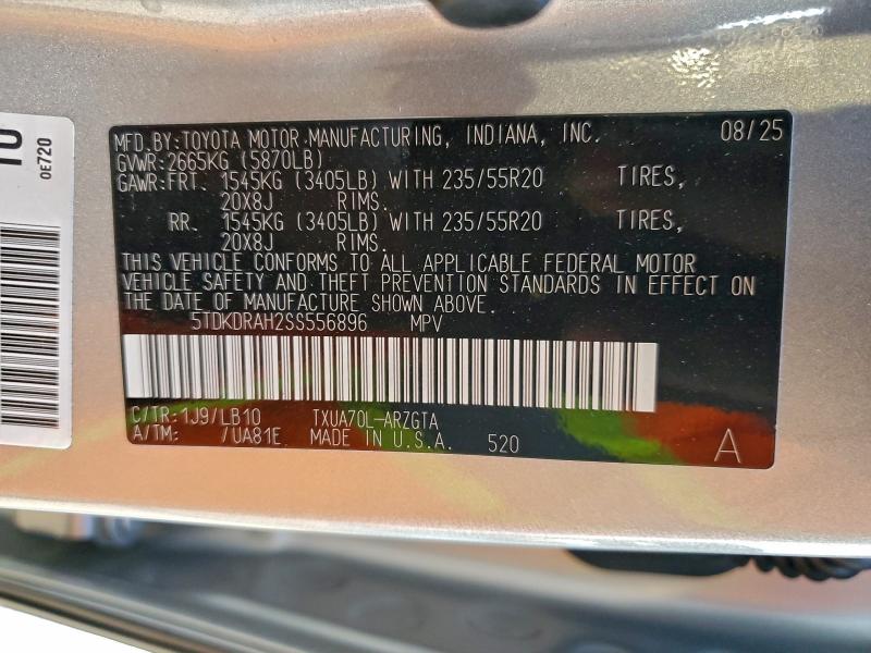 Photo 14 from auction – 2025 TOYOTA HIGHLANDER with VIN 5TDKDRAH2SS556896