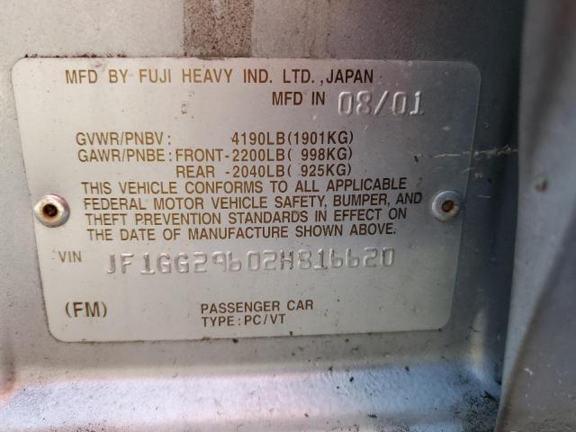 Photo 14 from auction – 2002 SUBARU IMPREZA WR with VIN JF1GG29602H816620