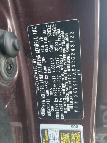 Photo 14 from auction – 2012 KIA SORENTO BA with VIN 5XYKTDA60CG243123