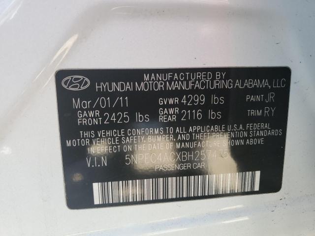 Photo 10 from auction – 2011 HYUNDAI SONATA SE with VIN 5NPEC4ACXBH257475