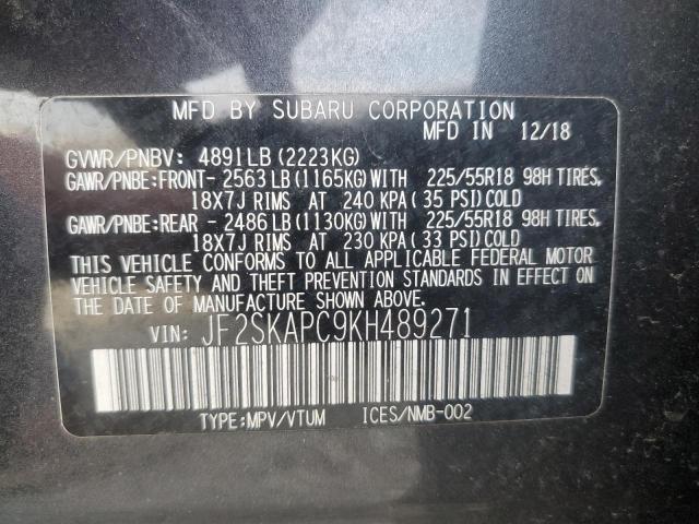 Photo 14 from auction – 2019 SUBARU FORESTER S with VIN JF2SKAPC9KH489271