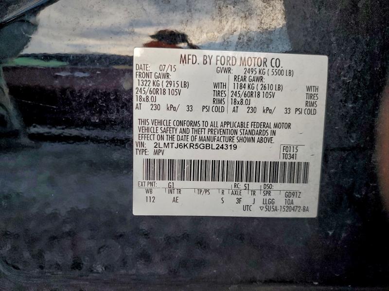 Photo 14 from auction – 2016 LINCOLN MKX SELECT with VIN 2LMTJ6KR5GBL24319