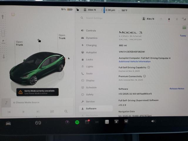 Photo 9 from auction – 2025 TESLA MODEL 3 with VIN 5YJ3E1EB4SF082141