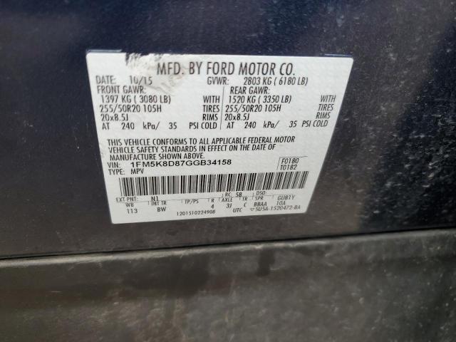 Photo 14 from auction – 2016 FORD EXPLORER X with VIN 1FM5K8D87GGB34158