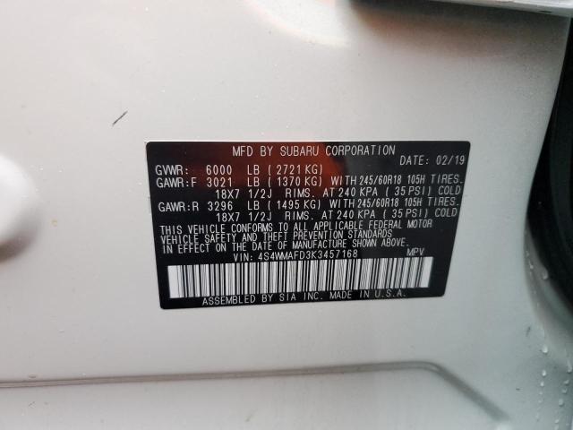 Photo 14 from auction – 2019 SUBARU ASCENT with VIN 4S4WMAFD3K3457168