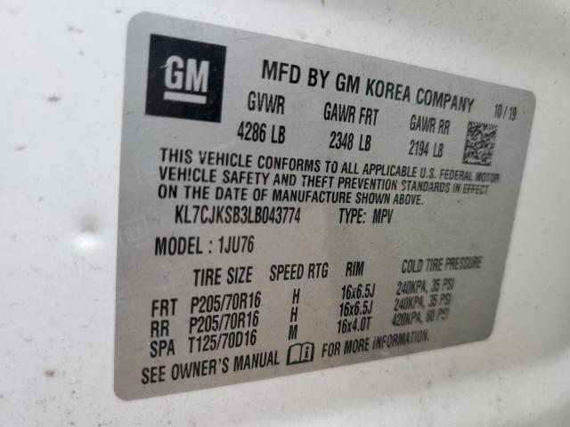 Photo 14 from auction – 2020 CHEVROLET TRAX LS with VIN KL7CJKSB3LB043774