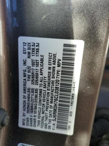 Photo 14 from auction – 2012 HONDA CR-V EXL with VIN 5J6RM3H76CL038120