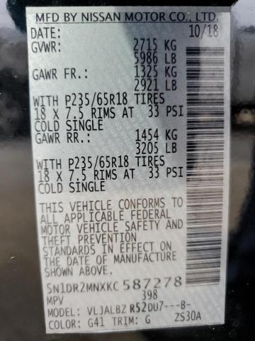 Photo 14 from auction – 2019 NISSAN PATHFINDER with VIN 5N1DR2MNXKC587278