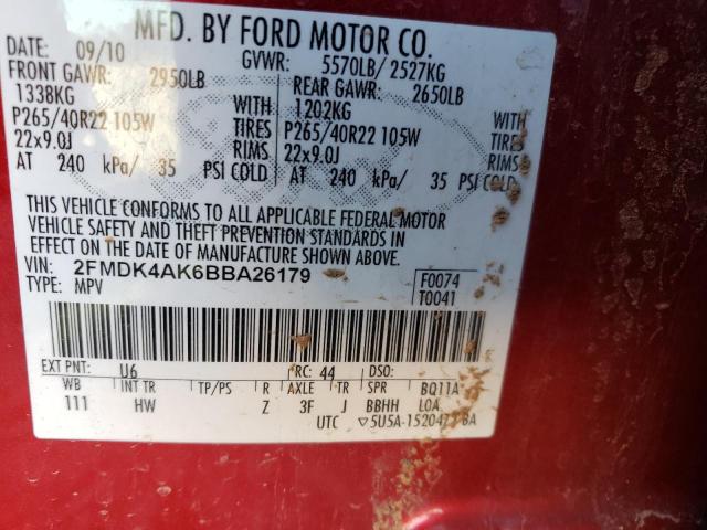 Photo 14 from auction – 2011 FORD EDGE SPORT with VIN 2FMDK4AK6BBA26179