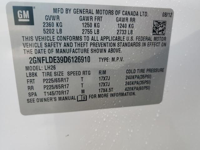 Zdjęcie 14 z aukcji – 2013 CHEVROLET EQUINOX LT z VIN 2GNFLDE39D6126910