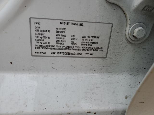 Photo 14 from auction – 2022 TESLA MODEL Y with VIN 7SAYGDEE0NA014368