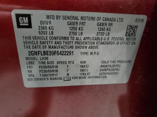 Photo 14 from auction – 2015 CHEVROLET EQUINOX LT with VIN 2GNFLBE39F6422291