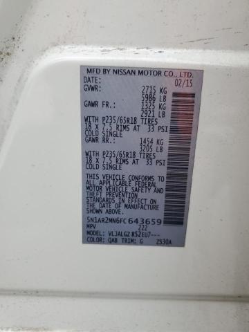 Photo 14 from auction – 2015 NISSAN PATHFINDER with VIN 5N1AR2MN6FC643659