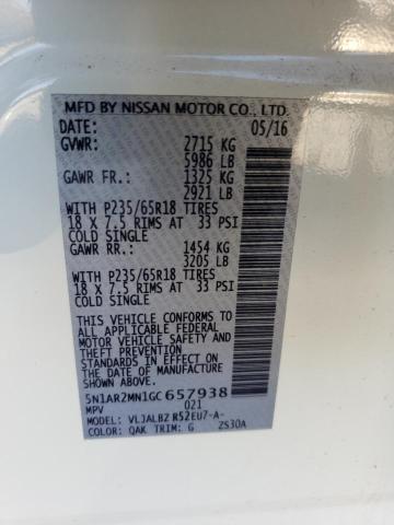 Photo 14 from auction – 2016 NISSAN PATHFINDER with VIN 5N1AR2MN1GC657938