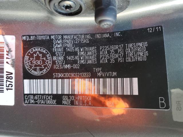 Photo 14 from auction – 2012 TOYOTA SIENNA LE with VIN 5TDKK3DC9CS213233