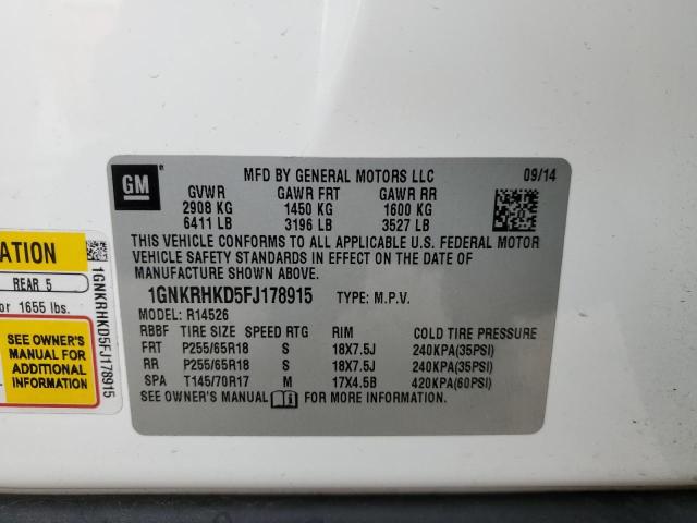 Photo 14 from auction – 2015 CHEVROLET TRAVERSE L with VIN 1GNKRHKD5FJ178915