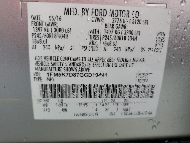Photo 14 from auction – 2016 FORD EXPLORER X with VIN 1FM5K7D87GGD10491