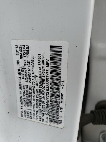 Photo 14 from auction – 2012 HONDA CR-V EXL with VIN 5J6RM4H77CL033238