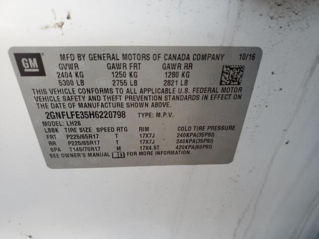 Photo 14 from auction – 2017 CHEVROLET EQUINOX LT with VIN 2GNFLFE35H6220798