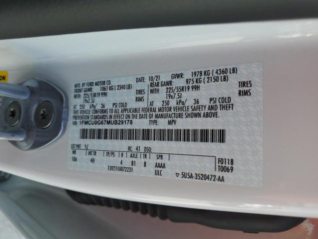 Photo 14 from auction – 2021 FORD ESCAPE SE with VIN 1FMCU0G67MUB29178