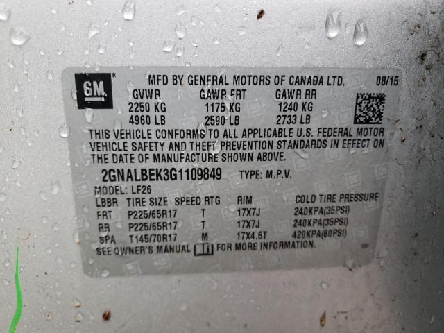 Photo 14 from auction – 2016 CHEVROLET EQUINOX LS with VIN 2GNALBEK3G1109849