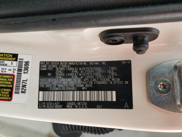 Photo 14 from auction – 2014 TOYOTA SEQUOIA PL with VIN 5TDDW5G10ES094803