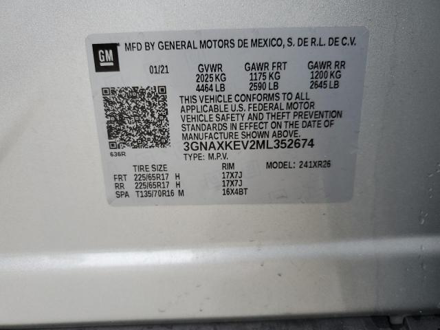 Photo 14 from auction – 2021 CHEVROLET EQUINOX LT with VIN 3GNAXKEV2ML352674