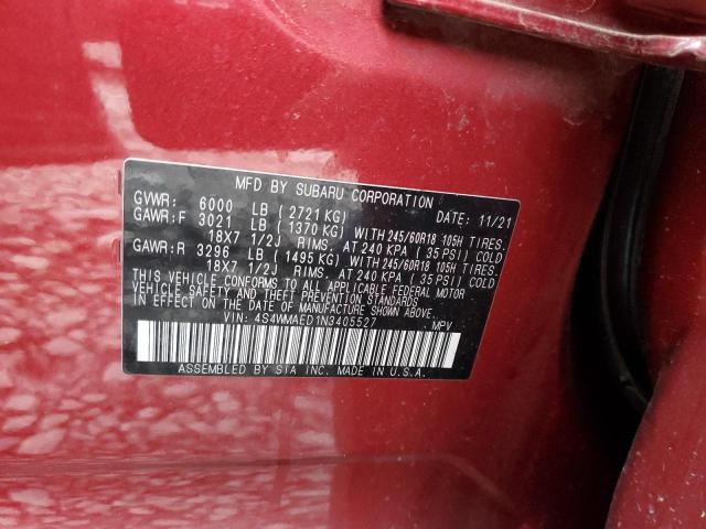 Photo 14 from auction – 2022 SUBARU ASCENT PRE with VIN 4S4WMAED1N3405527