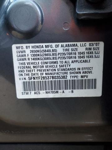Photo 14 from auction – 2007 HONDA PILOT EXL with VIN 5FNYF28537B035382