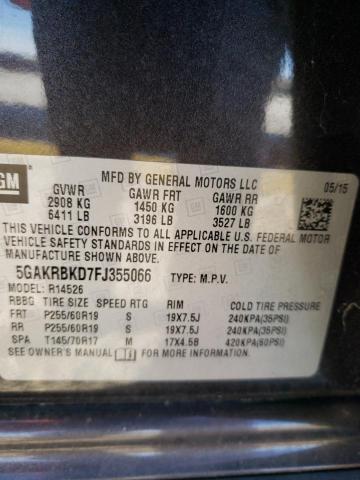 Photo 14 from auction – 2015 BUICK ENCLAVE with VIN 5GAKRBKD7FJ355066