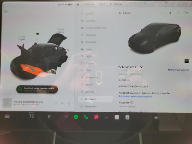 Photo 9 from auction – 2021 TESLA MODEL Y with VIN 5YJYGDEE5MF107904