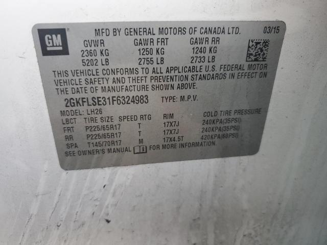 Photo 14 from auction – 2015 GMC TERRAIN SL with VIN 2GKFLSE31F6324983