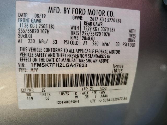 Photo 14 from auction – 2020 FORD EXPLORER L with VIN 1FMSK7FH2LGA47823