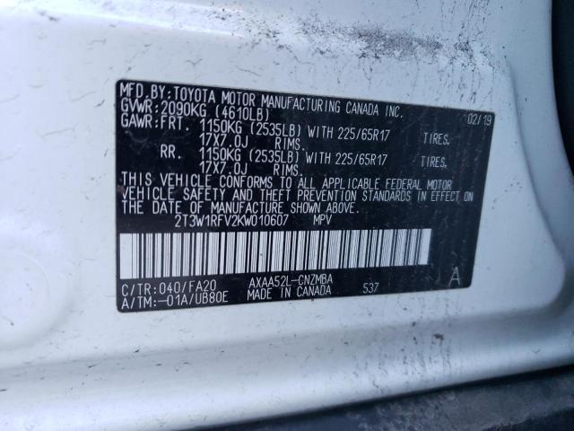 Photo 14 from auction – 2019 TOYOTA RAV4 XLE with VIN 2T3W1RFV2KW010607