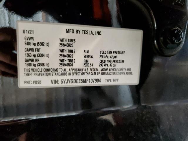 Photo 14 from auction – 2021 TESLA MODEL Y with VIN 5YJYGDEE5MF107904