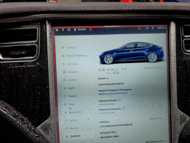 Photo 9 from auction – 2015 TESLA MODEL S with VIN 5YJSA1E25FF109733