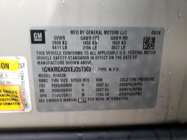Photo 14 from auction – 2014 CHEVROLET TRAVERSE L with VIN 1GNKRGKDXEJ357363