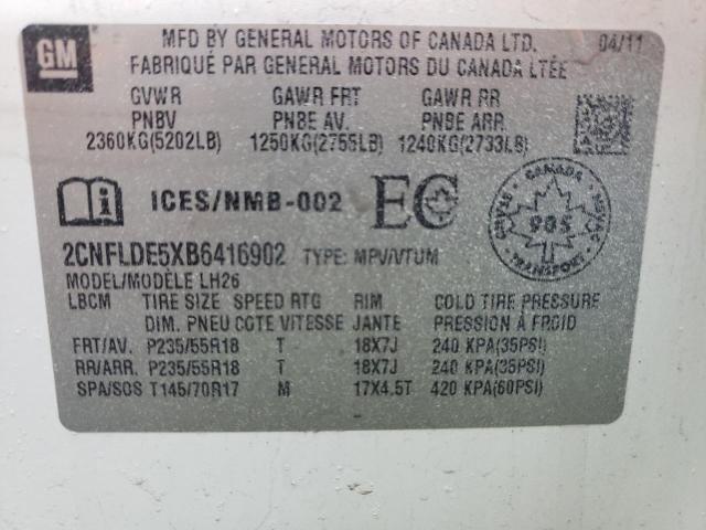 Photo 14 from auction – 2011 CHEVROLET EQUINOX LT with VIN 2CNFLDE5XB6416902