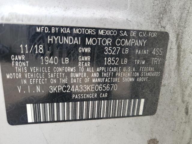 Photo 10 from auction – 2019 HYUNDAI ACCENT SE with VIN 3KPC24A33KE065670