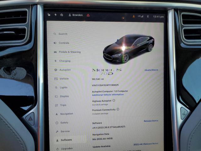 Photo 9 from auction – 2015 TESLA MODEL S 70 with VIN 5YJSA1S24FF089625