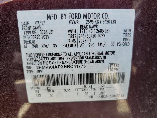 Photo 14 from auction – 2017 FORD EDGE SPORT with VIN 2FMPK4APXHBC41775
