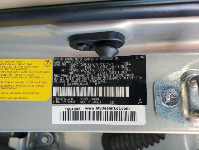 Foto 14 de la subasta – 2008 LEXUS RX 350 con VIN 2T2HK31U18C064786