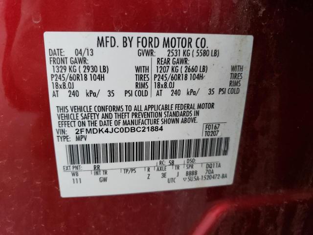 Photo 14 from auction – 2013 FORD EDGE SEL with VIN 2FMDK4JC0DBC21884