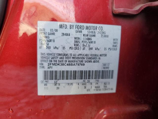 Photo 14 from auction – 2008 FORD EDGE SEL with VIN 2FMDK38C48BA79769