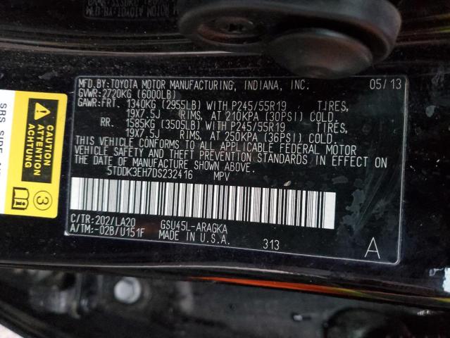 Photo 14 from auction – 2013 TOYOTA HIGHLANDER with VIN 5TDDK3EH7DS232416