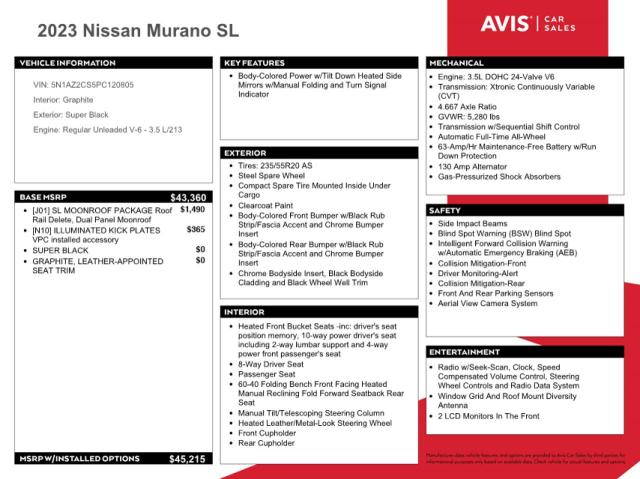 Photo 13 from auction – 2023 NISSAN MURANO SL with VIN 5N1AZ2CS5PC120805